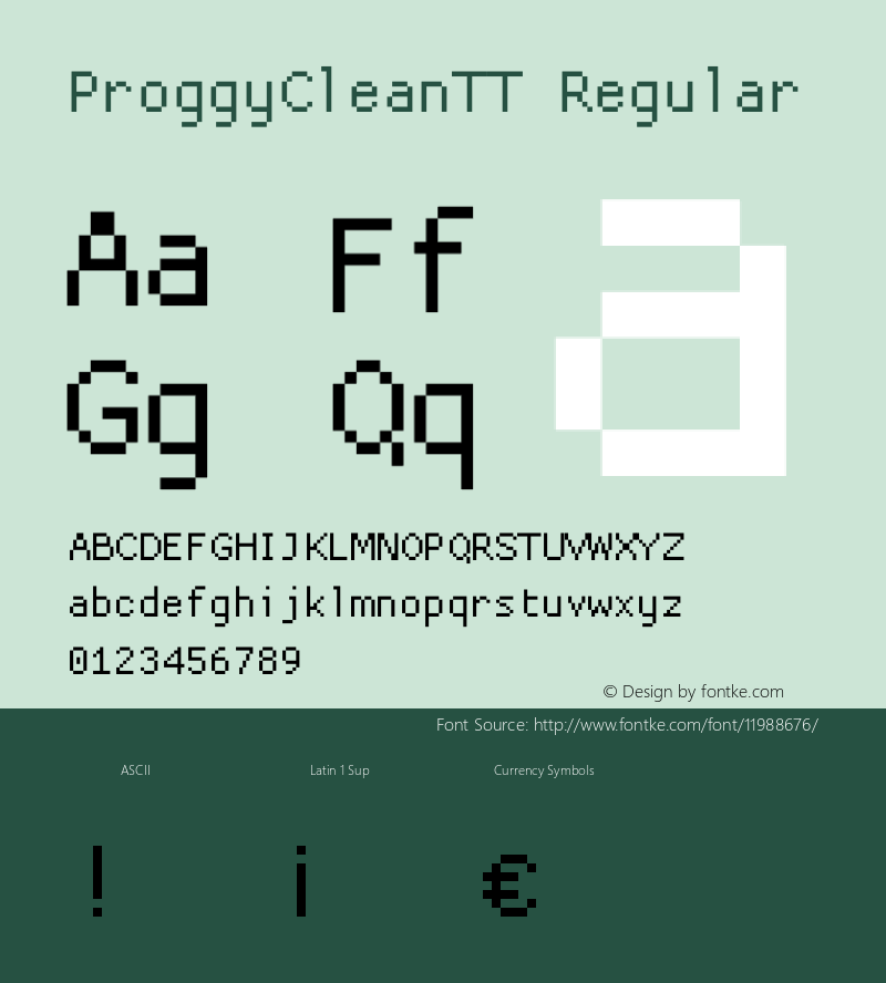 ProggyCleanTT Regular 2004/04/15图片样张