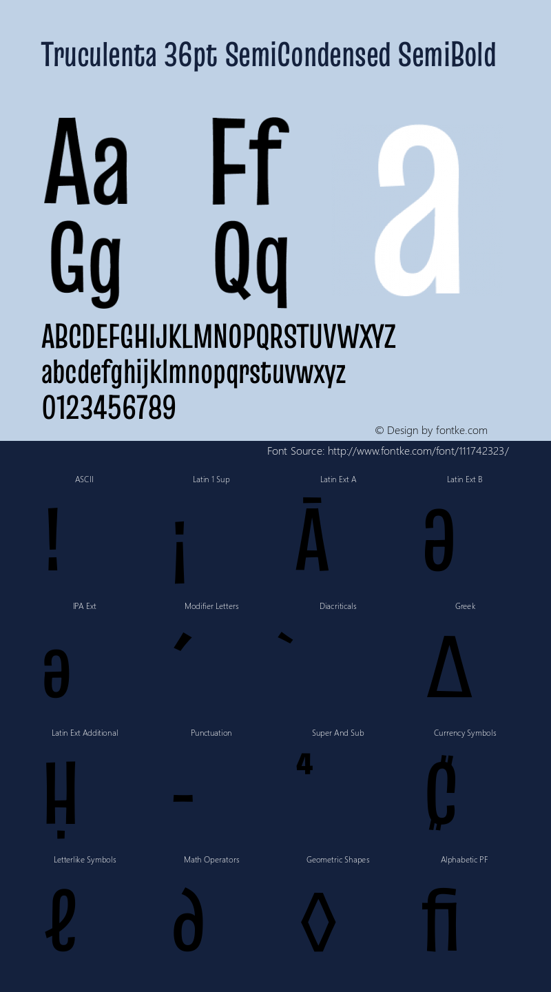 Truculenta 36pt SemiCondensed SemiBold Version 1.002图片样张