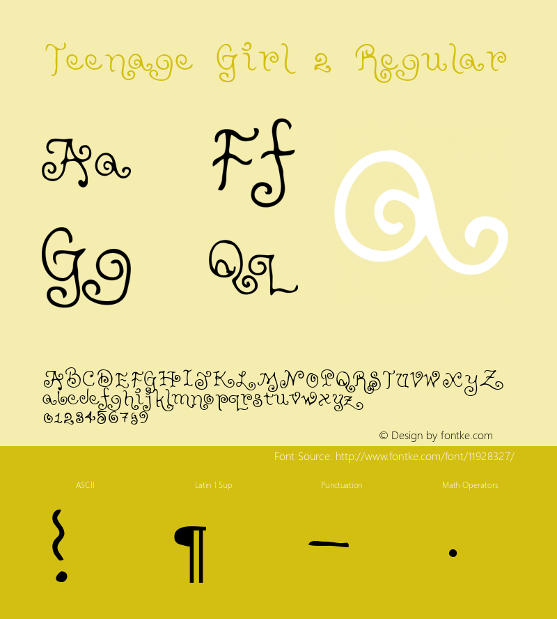 Teenage Girl 2 Regular Macromedia Fontographer 4.1 5/31/96图片样张