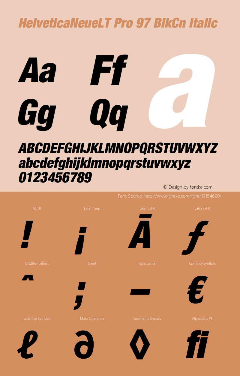 HelveticaNeueLT Pro 97 BlkCn Italic Version 1.000;PS 001.000;Core 1.0.38图片样张