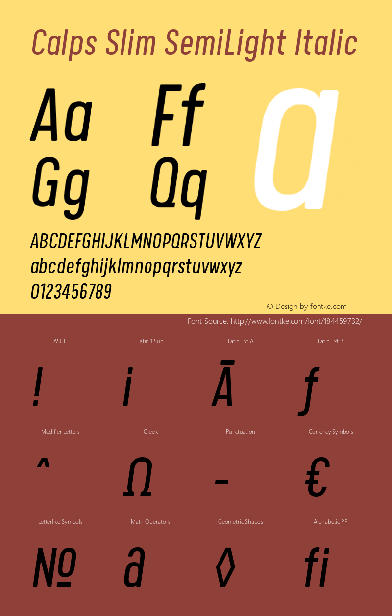 Calps Slim SemiLight Italic Version 1.000图片样张