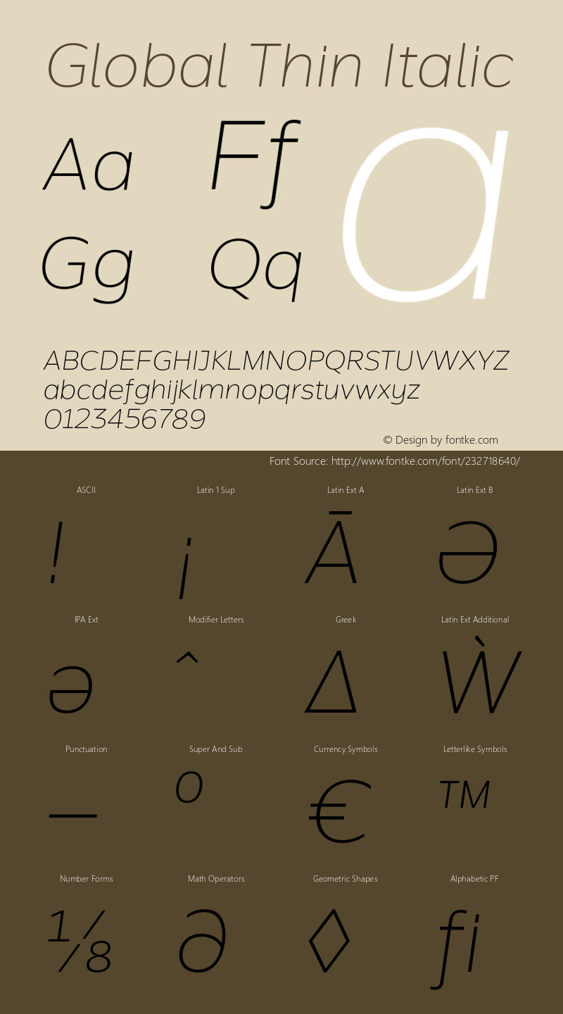 Global Thin Italic Version 1.002;PS 001.002;hotconv 1.0.70;makeotf.lib2.5.58329图片样张