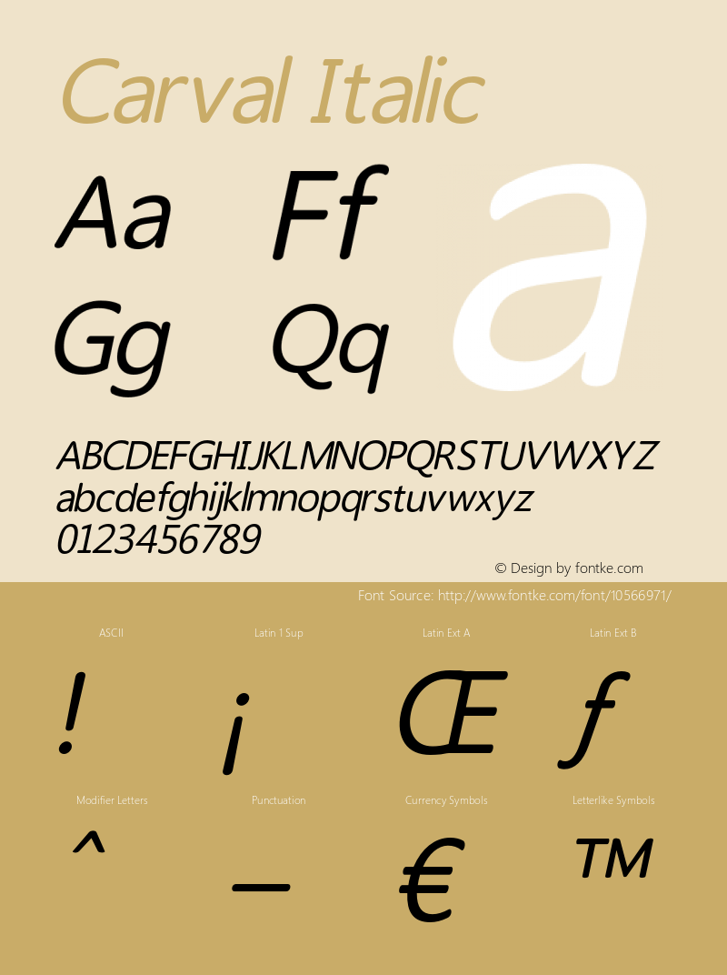 Carval Italic Version 1.000图片样张