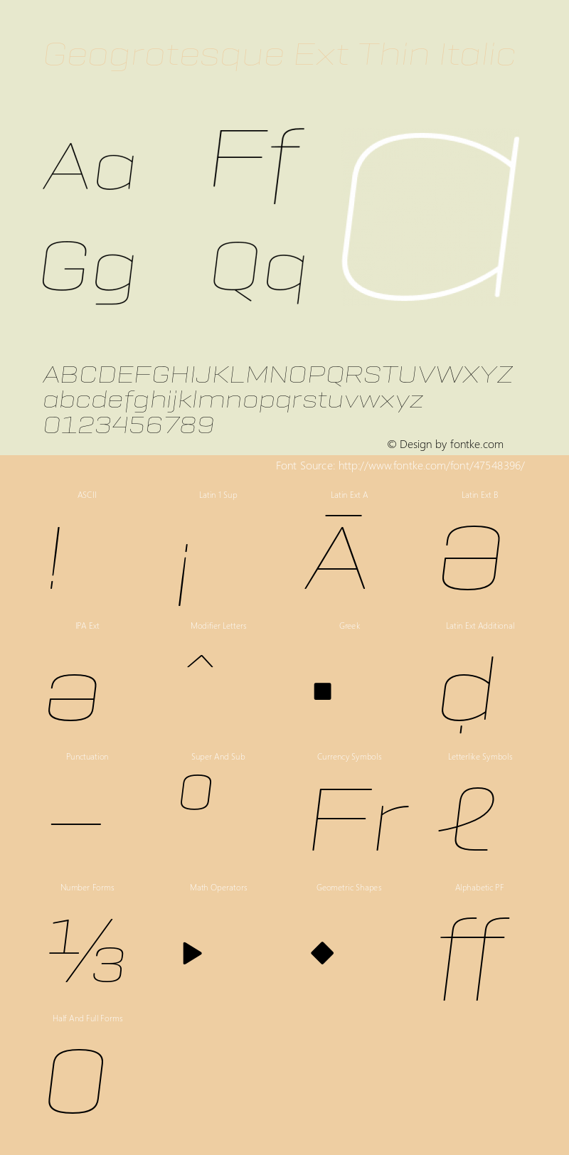 Geogrotesque Ext Thin Italic Version 1.000;PS 1.0;hotconv 1.0.88;makeotf.lib2.5.647800图片样张