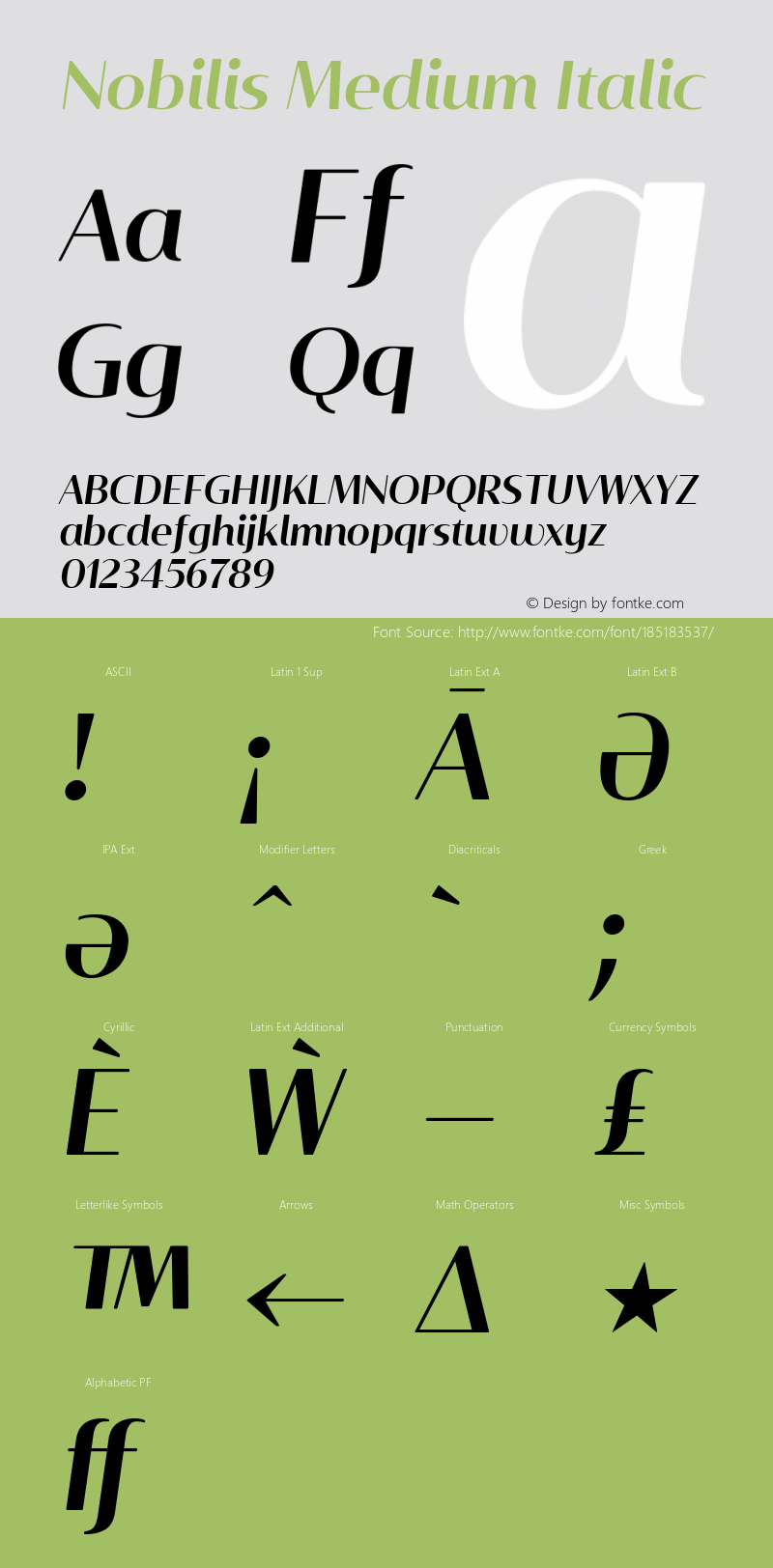 Nobilis Medium Italic Version 1.001 | wf-rip DC20180430图片样张