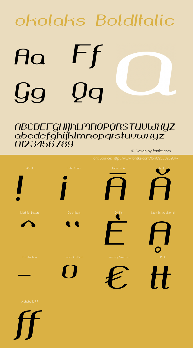 okolaks Bold Italic Version 000.6.0图片样张