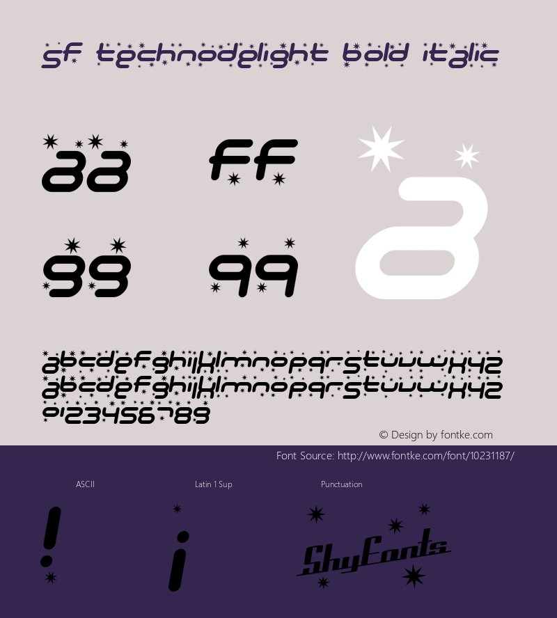 SF Technodelight Bold Italic 1.0图片样张