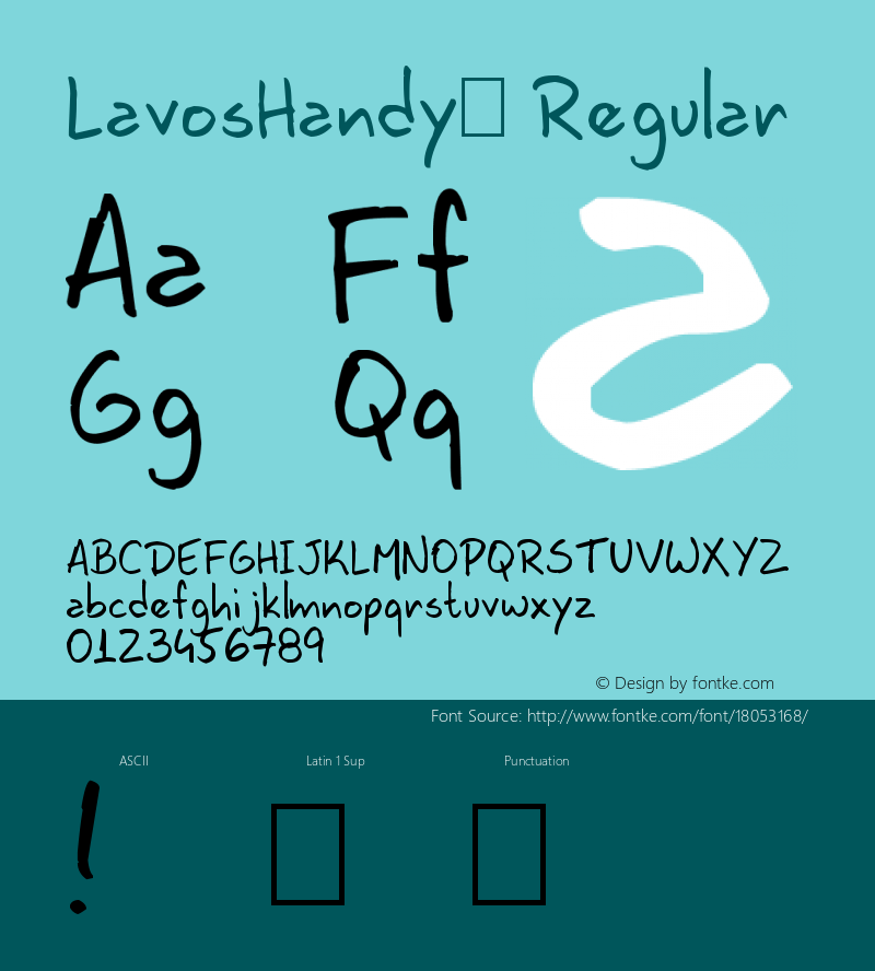 LavosHandy™ Regular Version 1.00 February 11, 2009, initial release, www.yourfonts.com图片样张