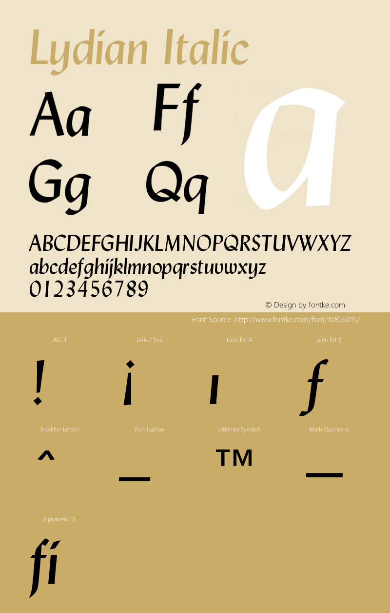 Lydian Italic Version 003.001图片样张