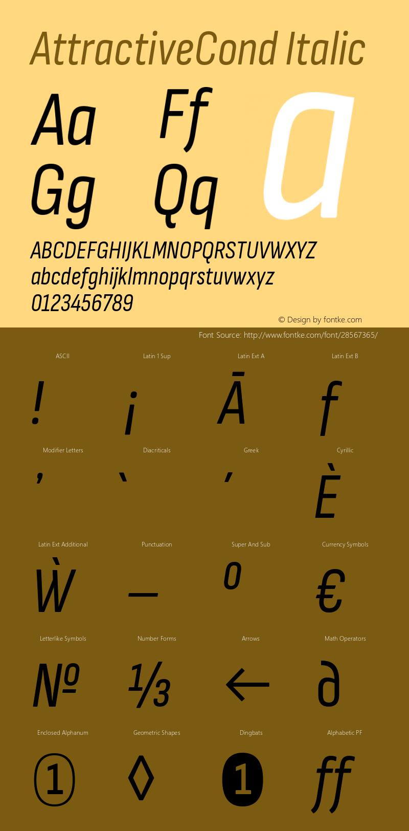 AttractiveCond Italic Version 3.001图片样张