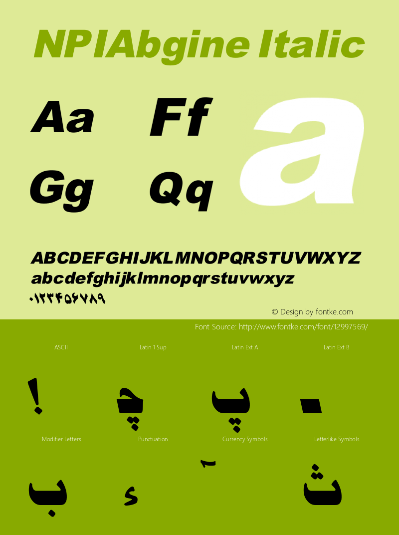 NPIAbgine Italic Version 2.012图片样张