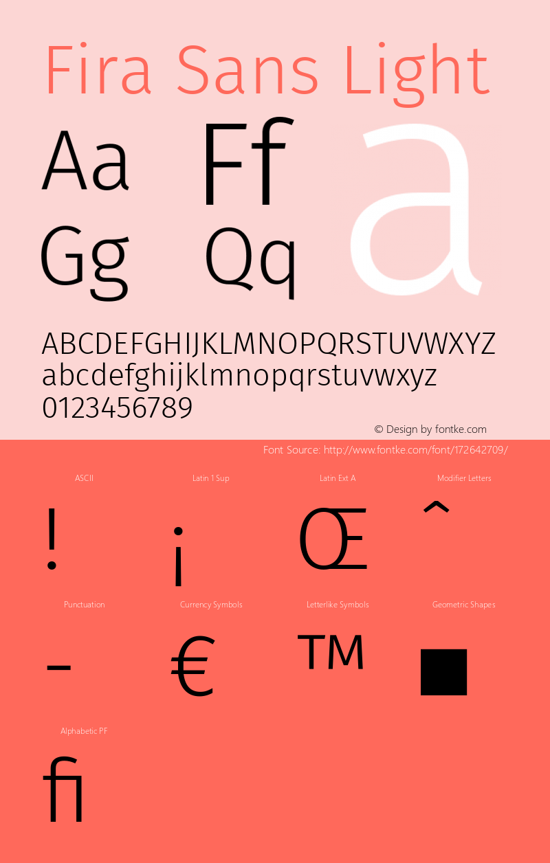 Fira Sans Light Regular Version 4.106;PS 004.106;hotconv 1.0.70;makeotf.lib2.5.58329图片样张