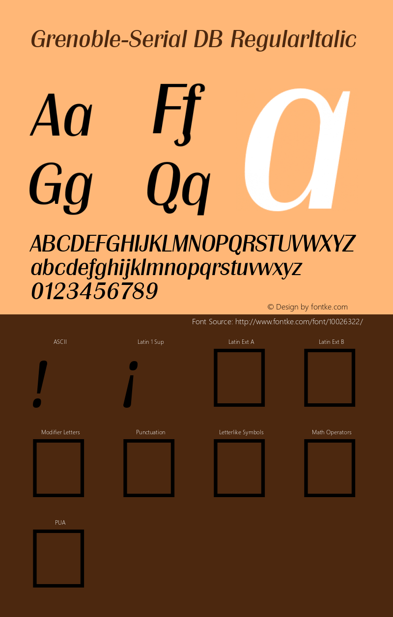 Grenoble-Serial DB RegularItalic 1.0 Sat Oct 19 09:58:28 1996图片样张