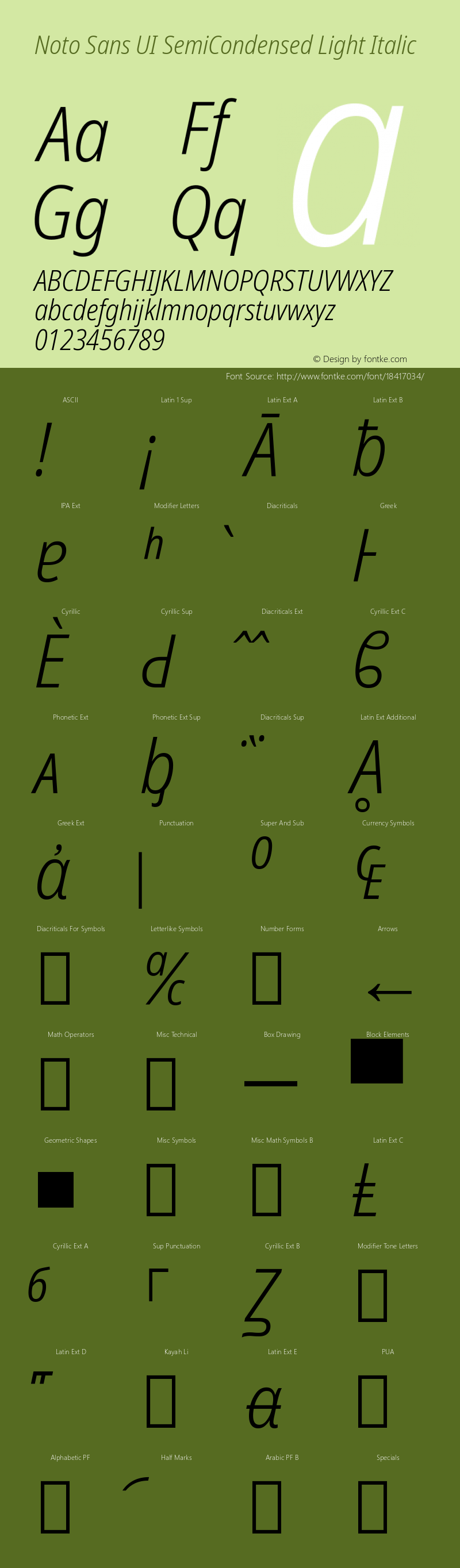Noto Sans UI SemiCondensed Light Italic 1.001图片样张