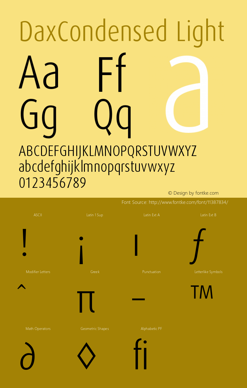 DaxCondensed Light Version 001.000图片样张