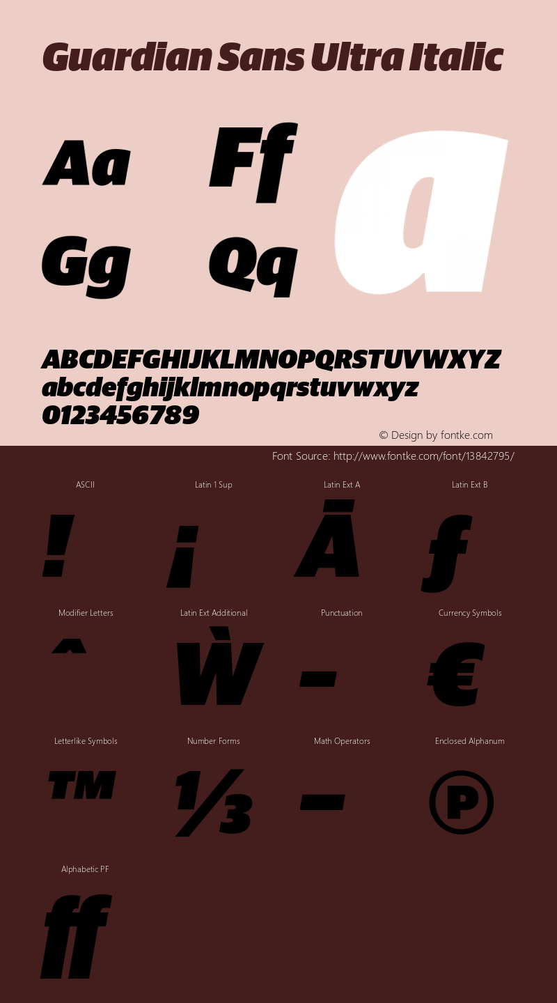 Guardian Sans Ultra Italic Version 1.002;PS 001.002;hotconv 1.0.57;makeotf.lib2.0.21895图片样张