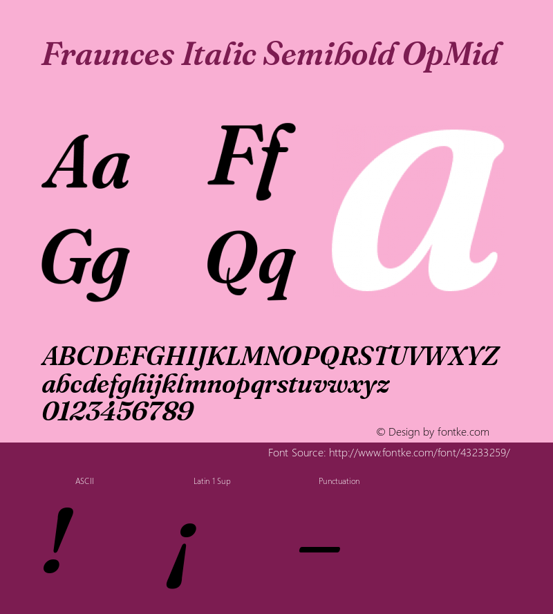 Fraunces Italic Semibold OpMid Version 0.000图片样张