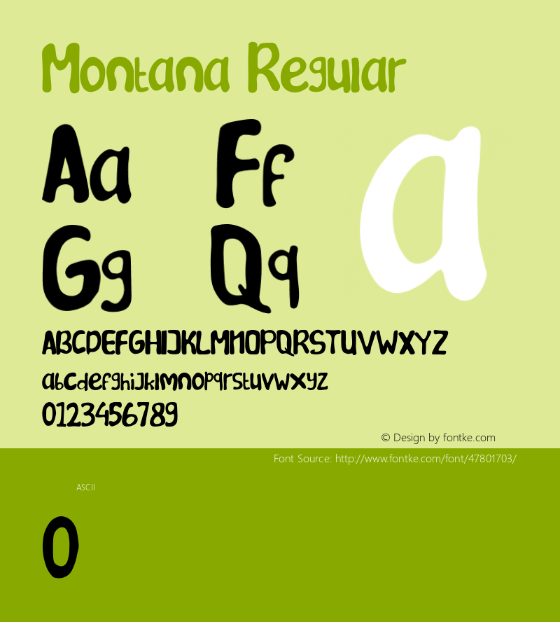 Montana Version 1.00;February 23, 2019;FontCreator 11.5.0.2427 64-bit图片样张