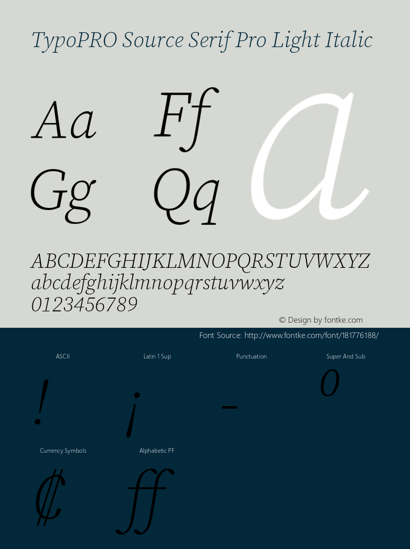 TypoPRO Source Serif 4 Light Italic Version 4.004;hotconv 1.0.117;makeotfexe 2.5.65602图片样张