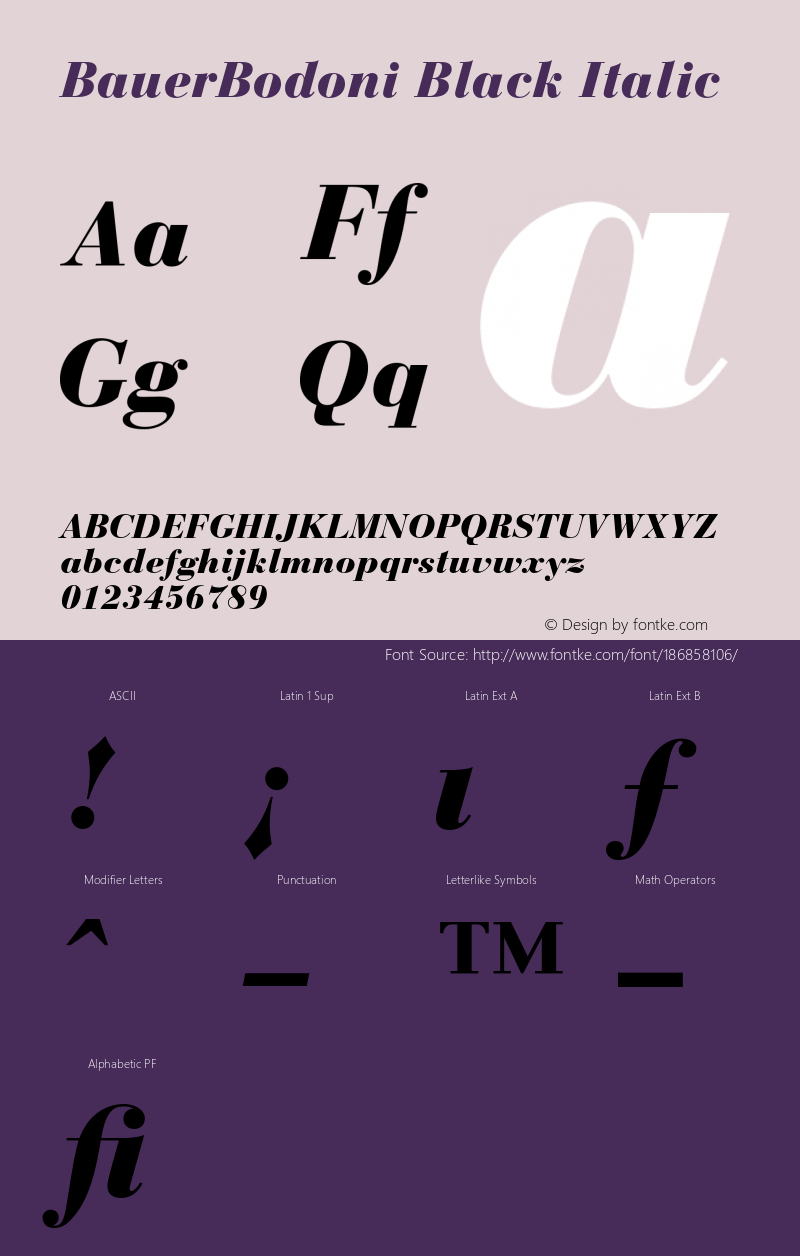 BauerBodoni-BlackItalic 001.000图片样张