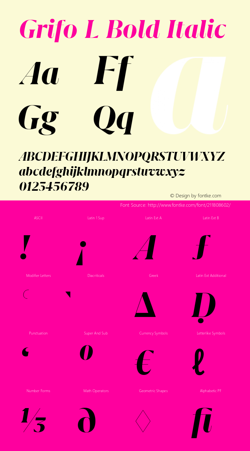 Grifo L Bold Italic Version 2.002图片样张