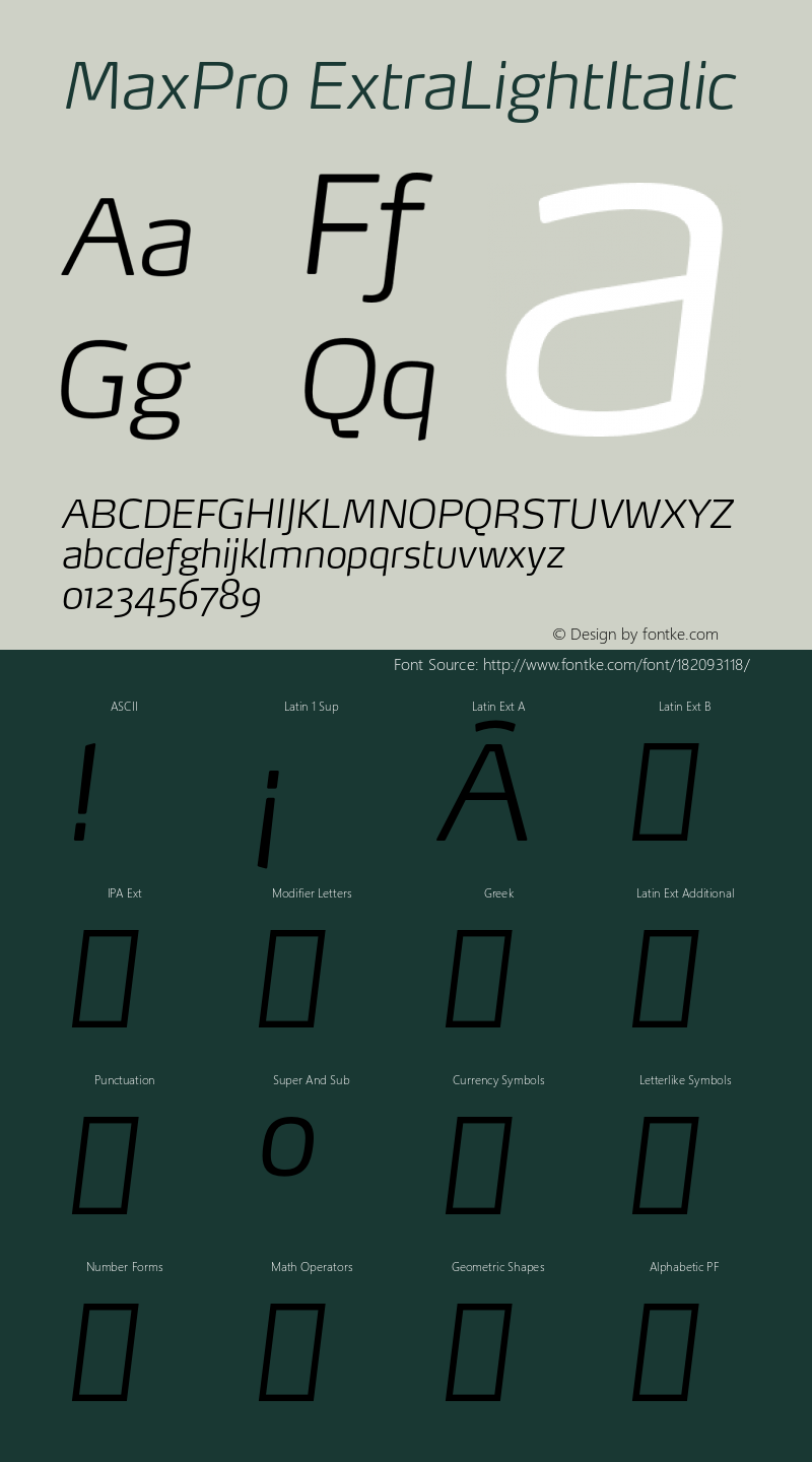 MaxPro-ExtraLightItalic Version 7.504; 2008图片样张