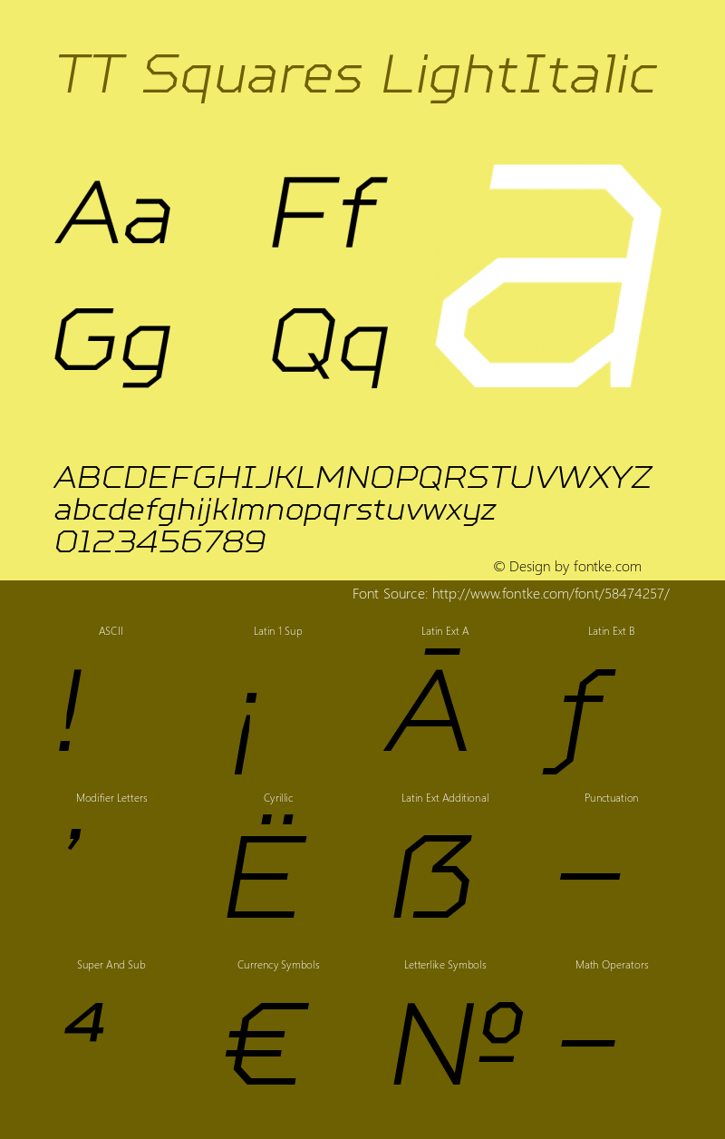 TT Squares LightItalic Version 001.000;com.myfonts.type-type.ttsquares.light-italic.wfkit2.4cqS图片样张