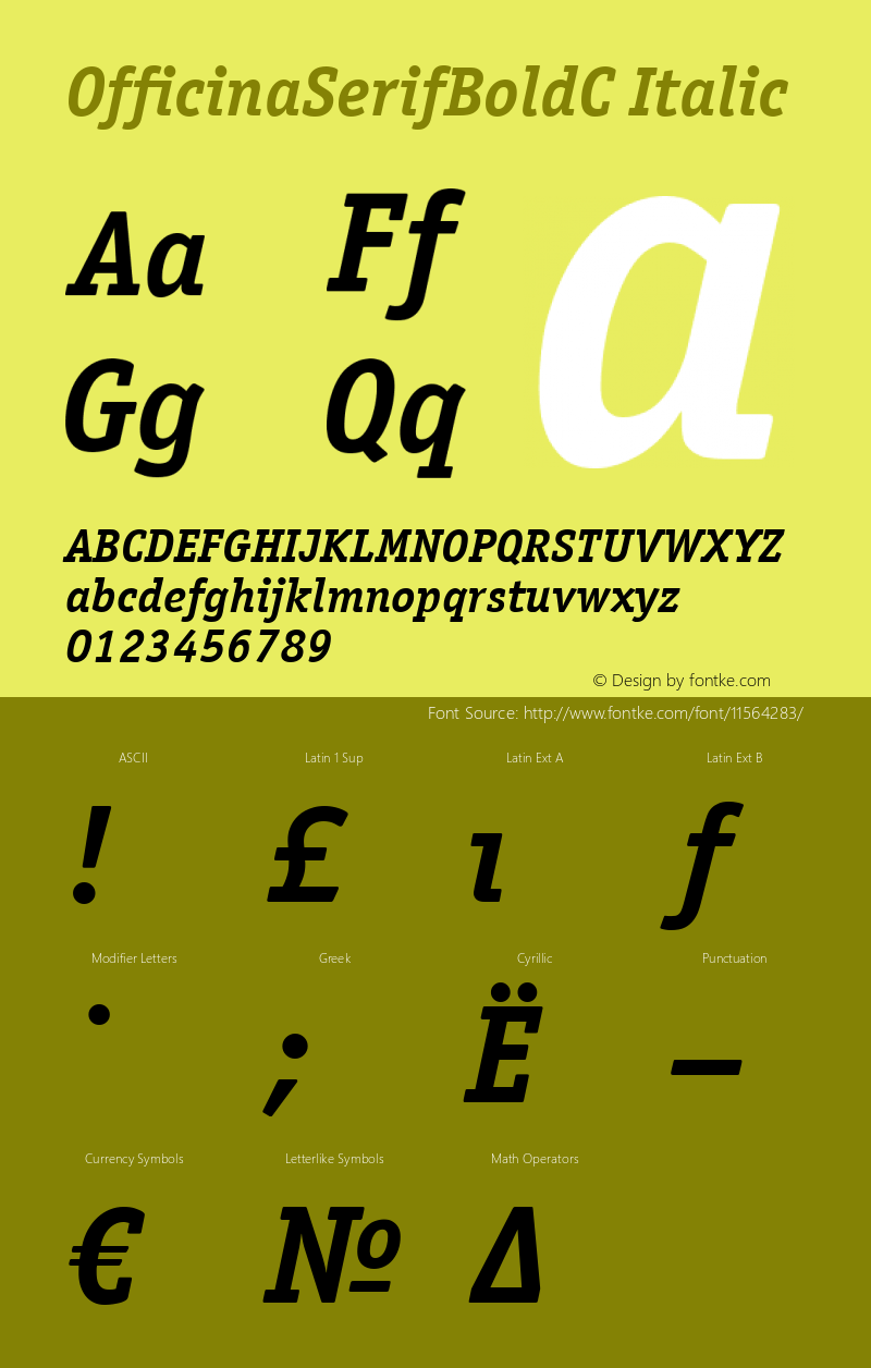 OfficinaSerifBoldC Italic Version 001.000图片样张