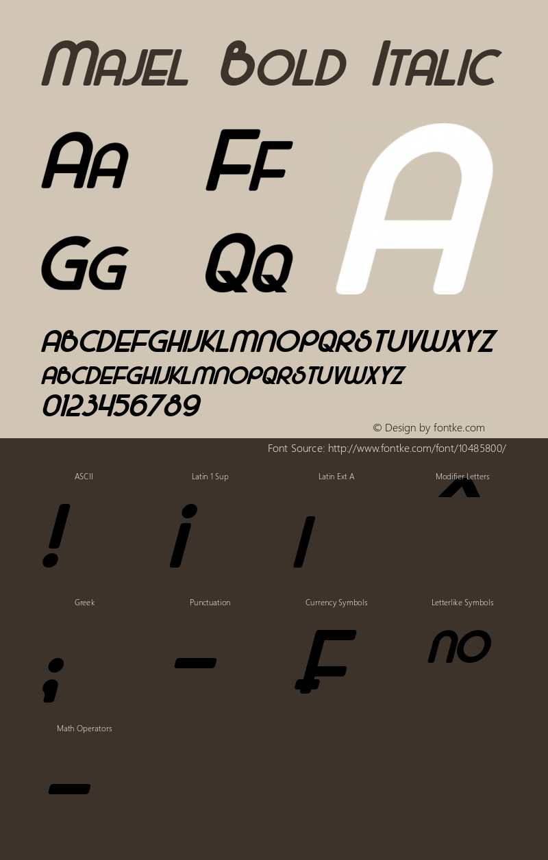 Majel Bold Italic Version 1.00 May 23, 2013, initial release图片样张