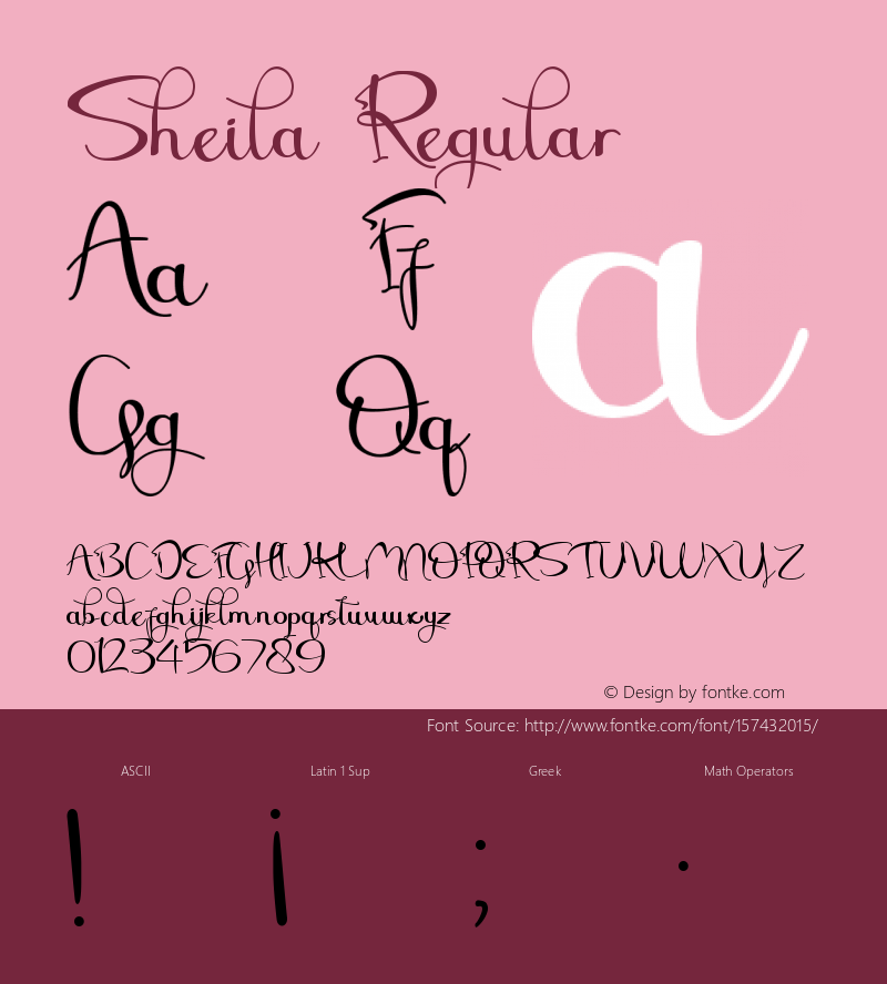 Sheila Version 1.00;December 8, 2020;FontCreator 12.0.0.2567 64-bit图片样张