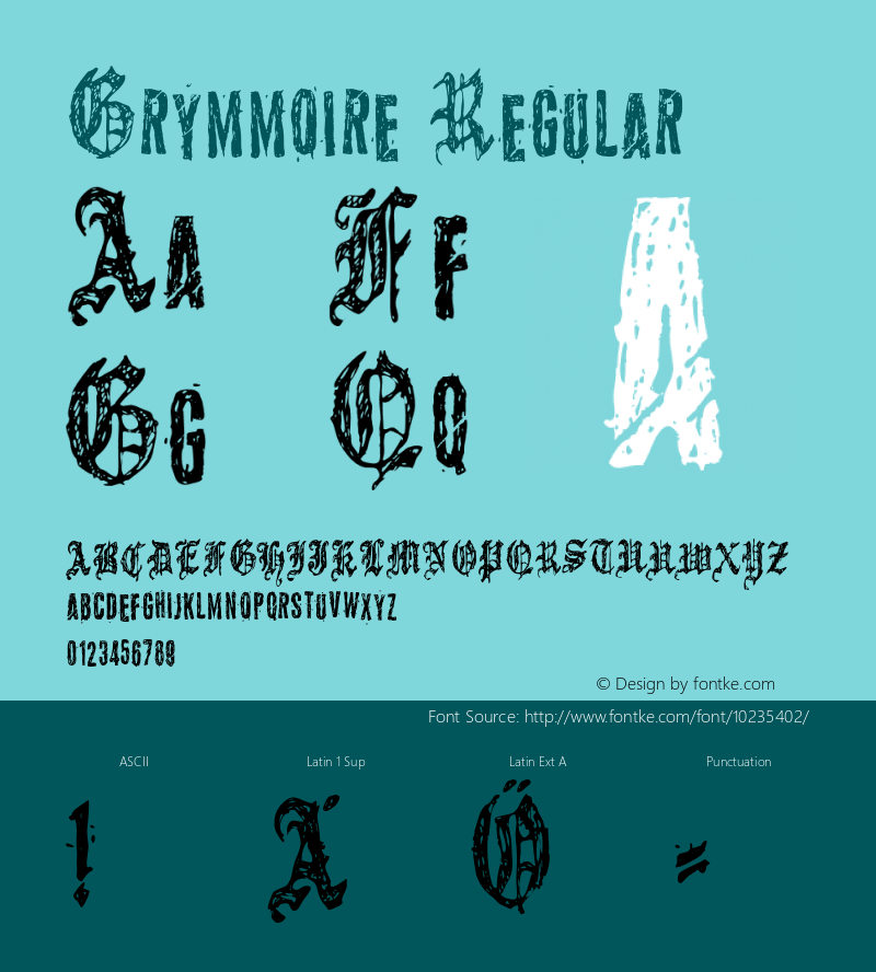 Grymmoire Regular Macromedia Fontographer 4.1 2008.11.30.图片样张