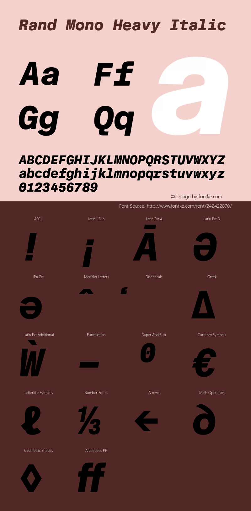 Rand Mono Heavy Italic Version 1.002; build 0003图片样张