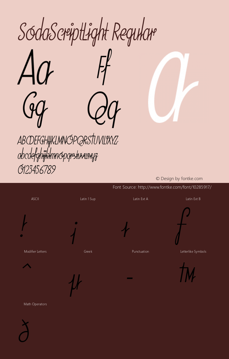 SodaScriptLight Regular Macromedia Fontographer 4.1 12/6/97图片样张