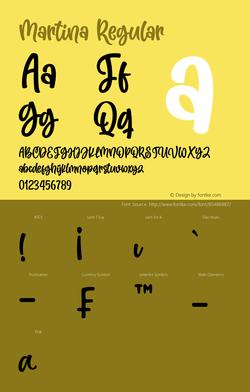 Martina Version 1.00;July 20, 2020;FontCreator 12.0.0.2547 64-bit图片样张