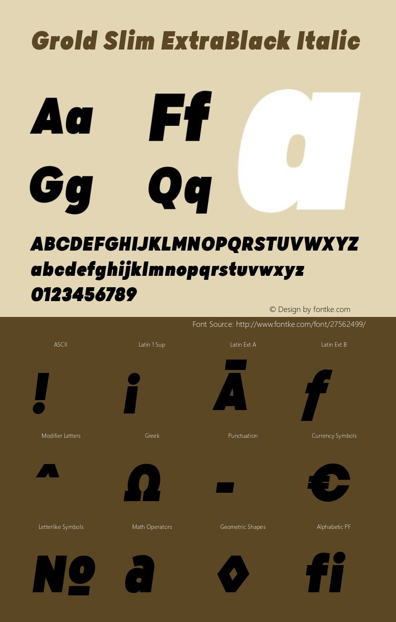 Grold Slim ExtraBlack Italic Version 1.000;YWFTv17图片样张