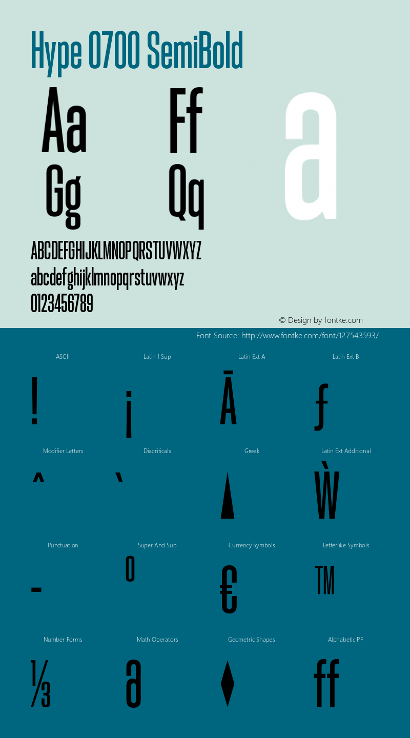 Hype 0700 SemiBold Version 1.000;hotconv 1.0.109;makeotfexe 2.5.65596图片样张
