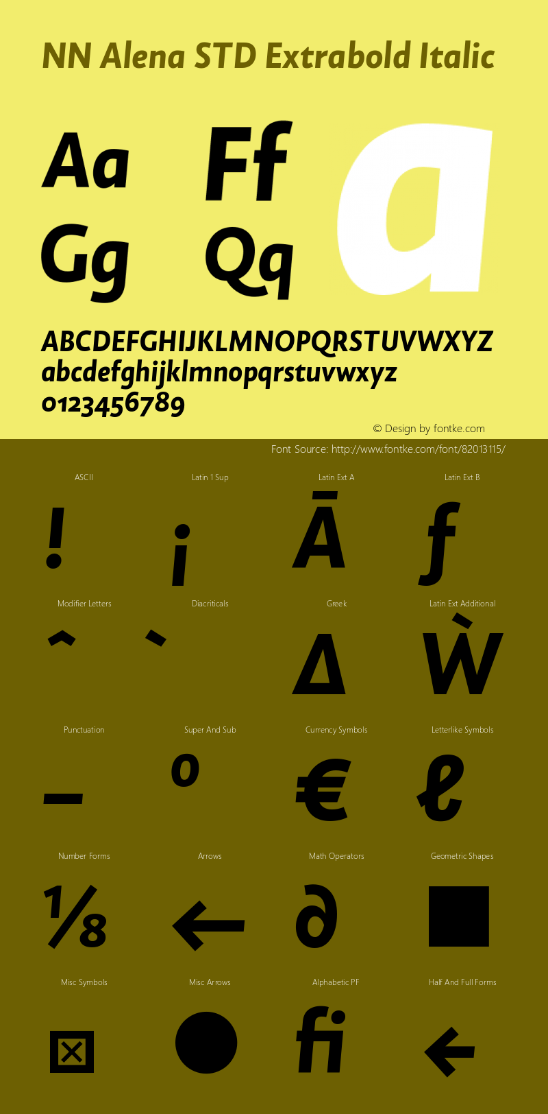 NN Alena STD Extrabold Italic Version 3.001图片样张