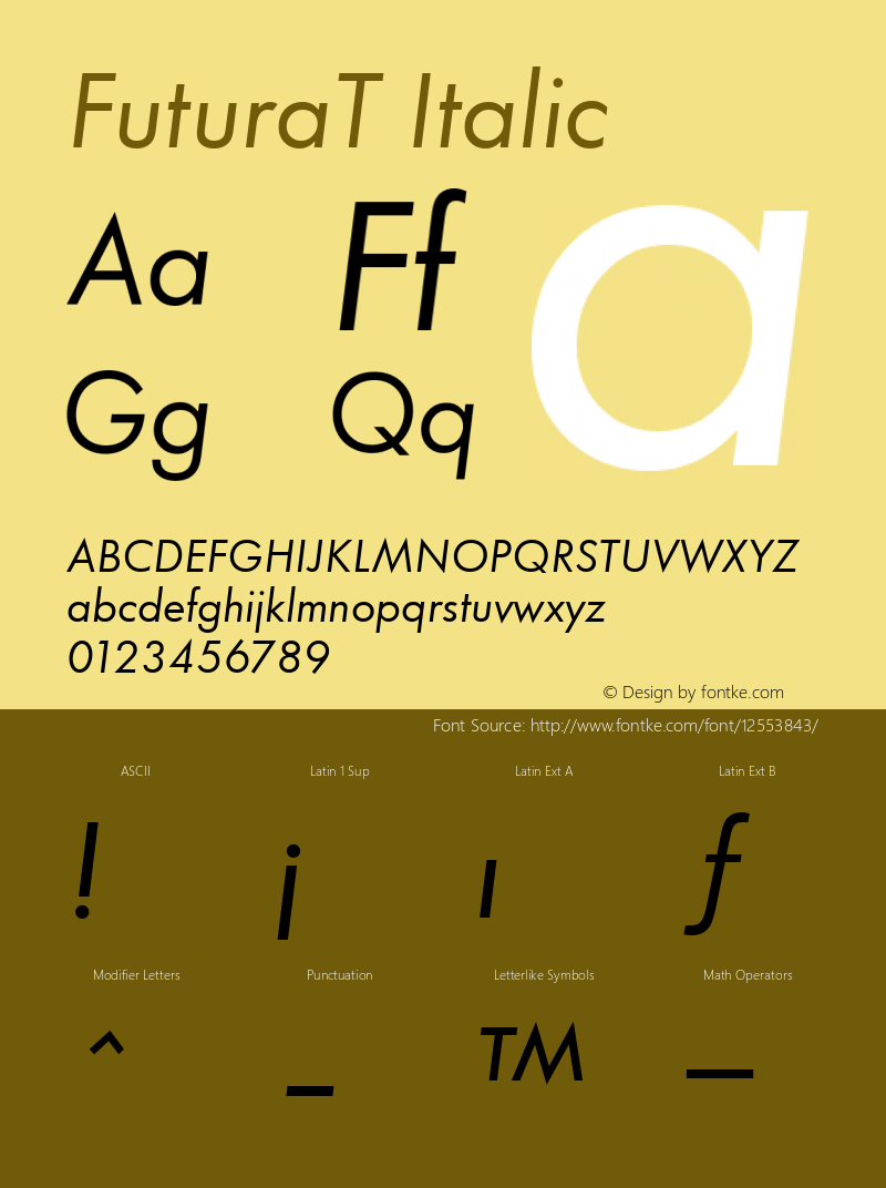 FuturaT Italic Version 001.005图片样张