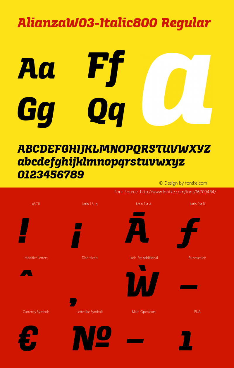 AlianzaW03-Italic800 Regular Version 1.00图片样张