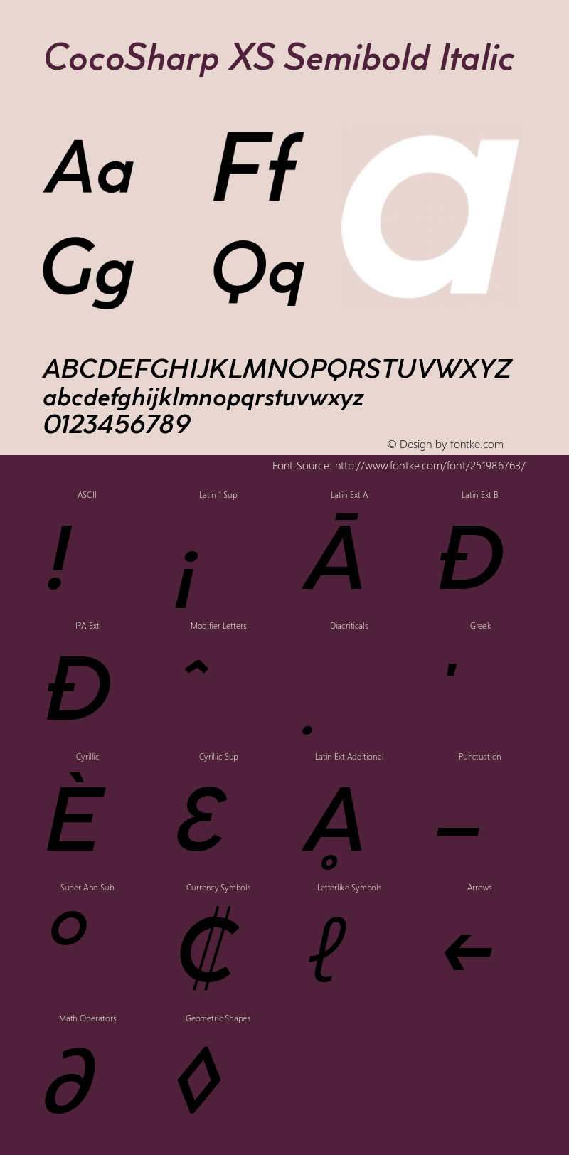 CocoSharp XS Semibold Italic Version 1.002图片样张