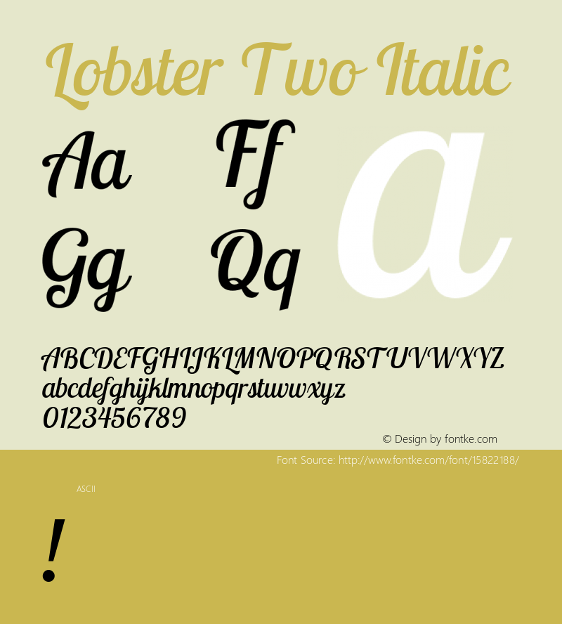 Lobster Two Italic Version 1.006; ttfautohint (v1.4.1)图片样张