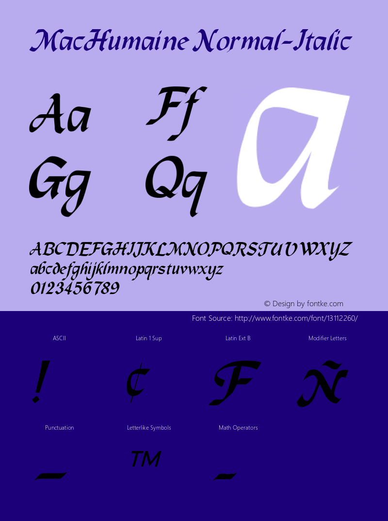 MacHumaine Normal-Italic Version 001.000图片样张