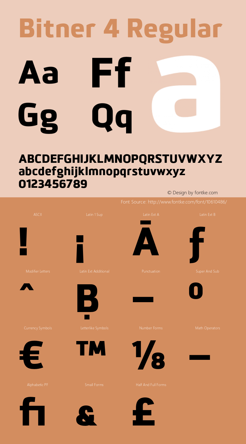 Bitner 4 Regular Version 1.000;PS 001.000;hotconv 1.0.56;makeotf.lib2.0.21325;com.myfonts.northernblock.bitner.extra-bold.wfkit2.4c3x图片样张