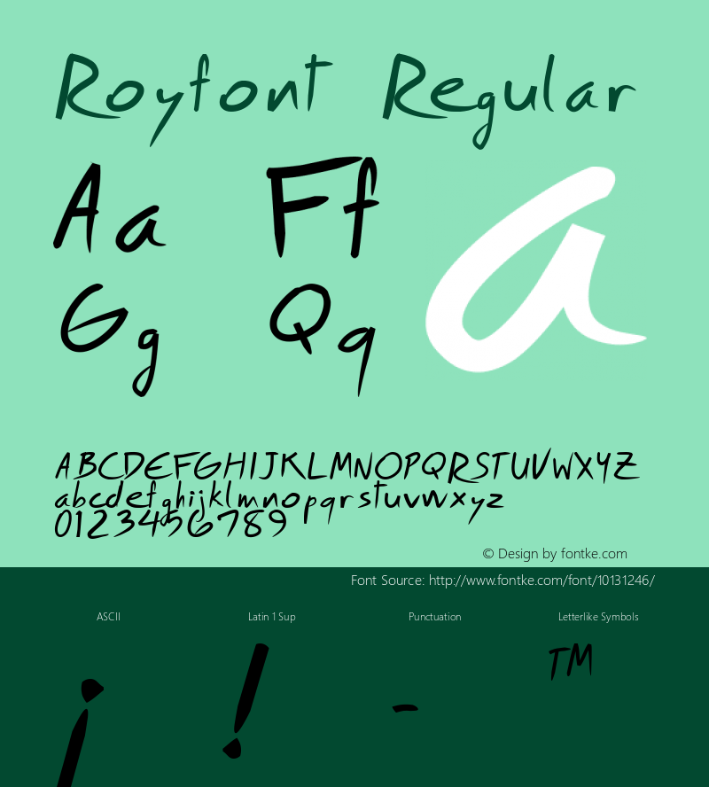 Royfont Regular Macromedia Fontographer 4.1.5 5/8/04图片样张