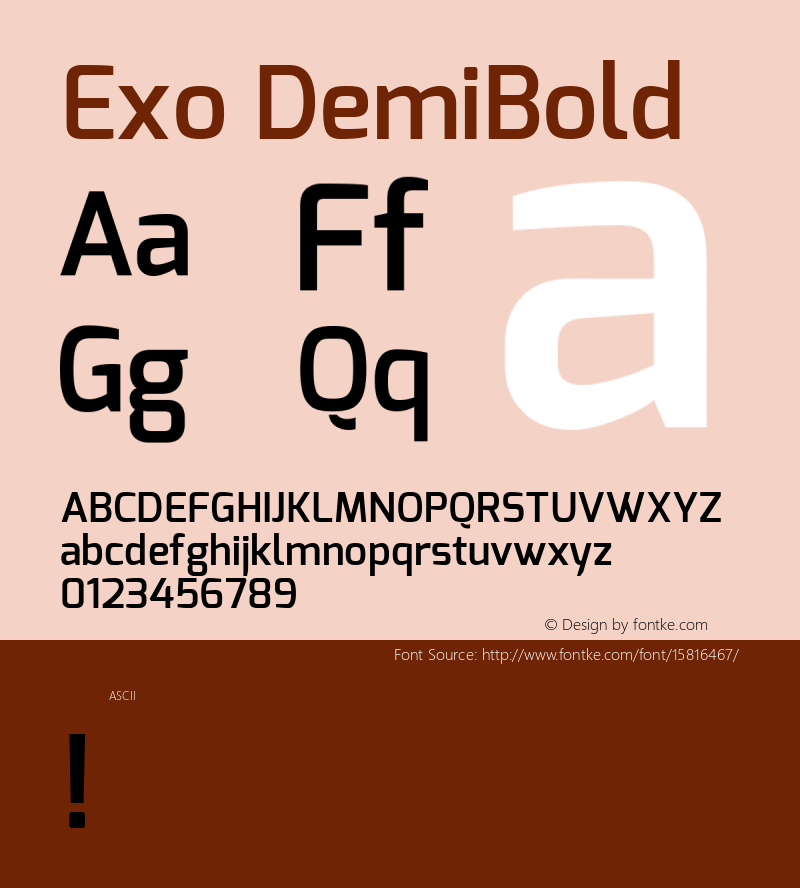 Exo DemiBold Version 1.00 ; ttfautohint (v1.4.1)图片样张