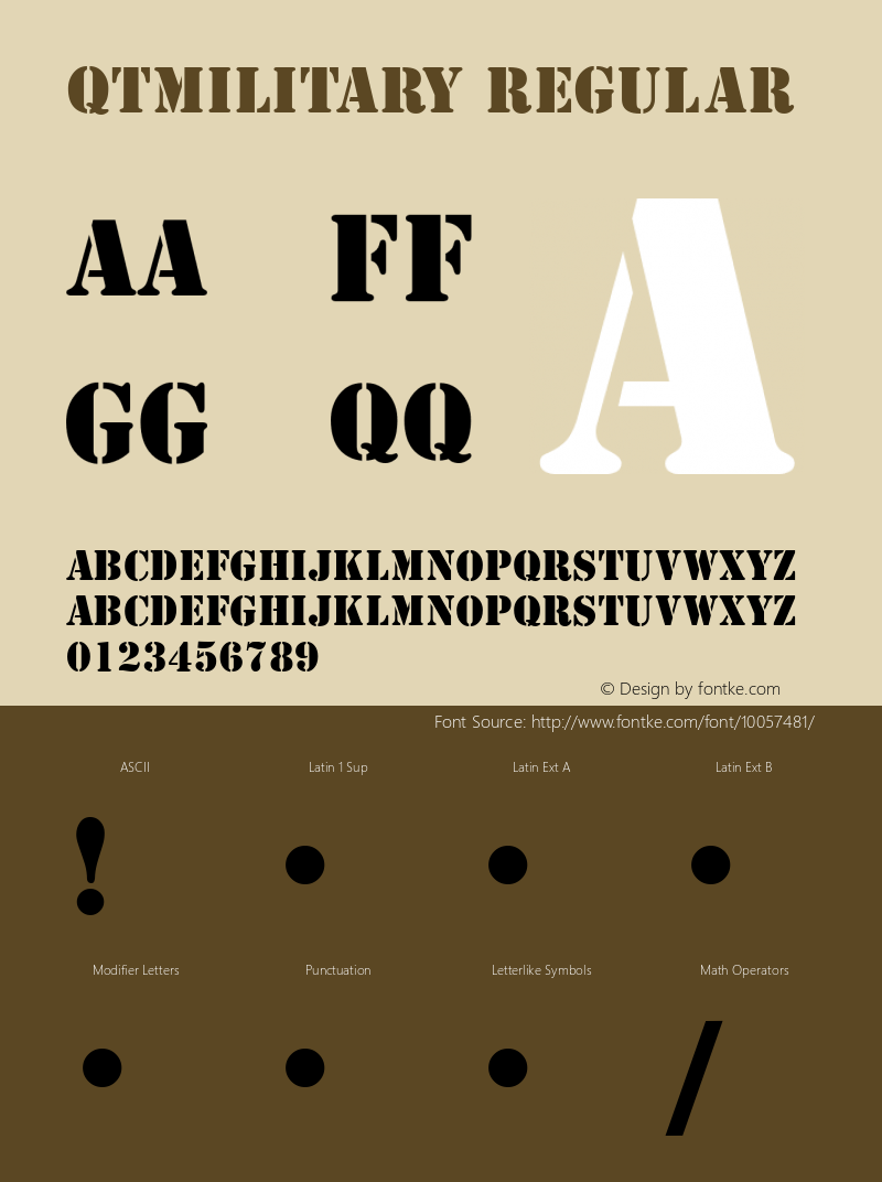 QTMilitary Regular QualiType TrueType font  10/5/92图片样张