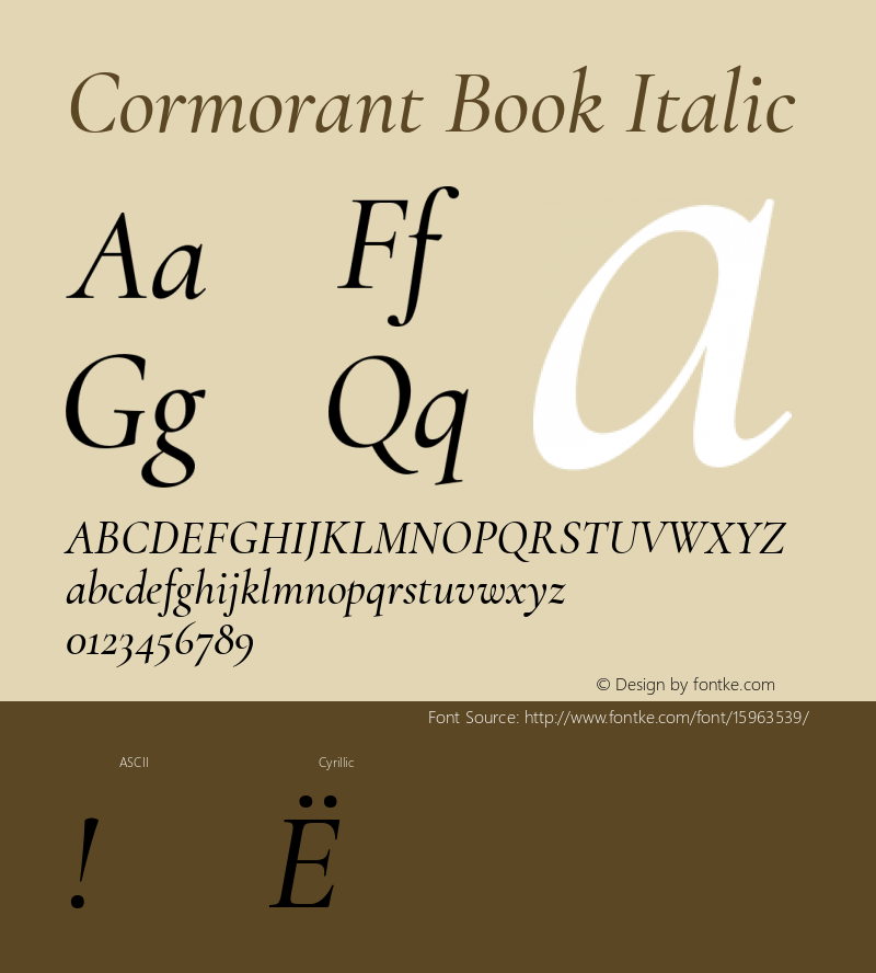 Cormorant Book Italic Version 1.000;PS 002.000;hotconv 1.0.88;makeotf.lib2.5.64775; ttfautohint (v1.4.1)图片样张