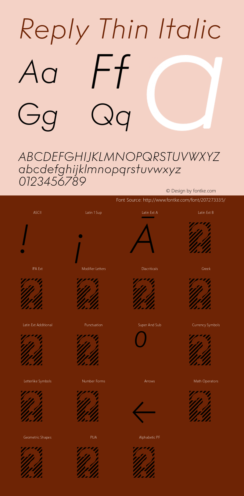 Reply Thin Italic Version 1.001; build 0005图片样张