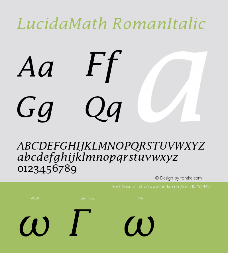 LucidaMath RomanItalic Version 1.00图片样张