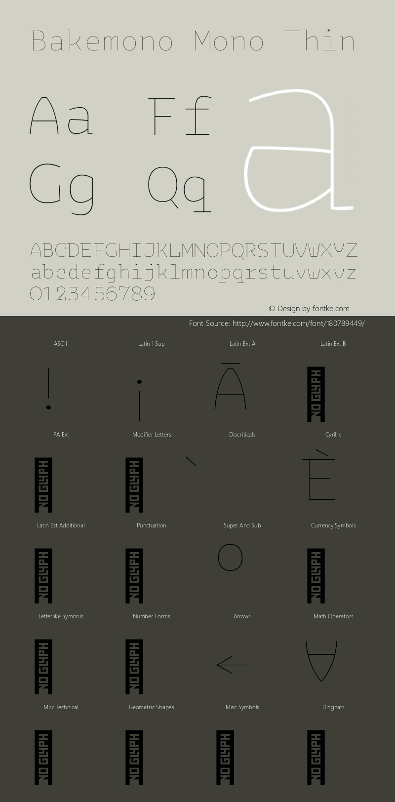 Bakemono Mono Thin Version 1.000图片样张